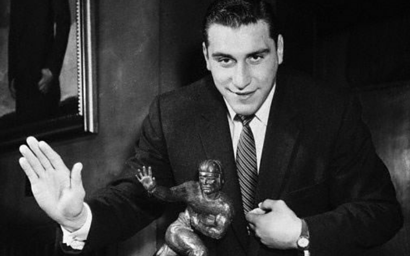 Kenosha’s Alan “The Horse” Ameche was presented with the Heisman Trophy at the Downtown Athletic Club in New York.