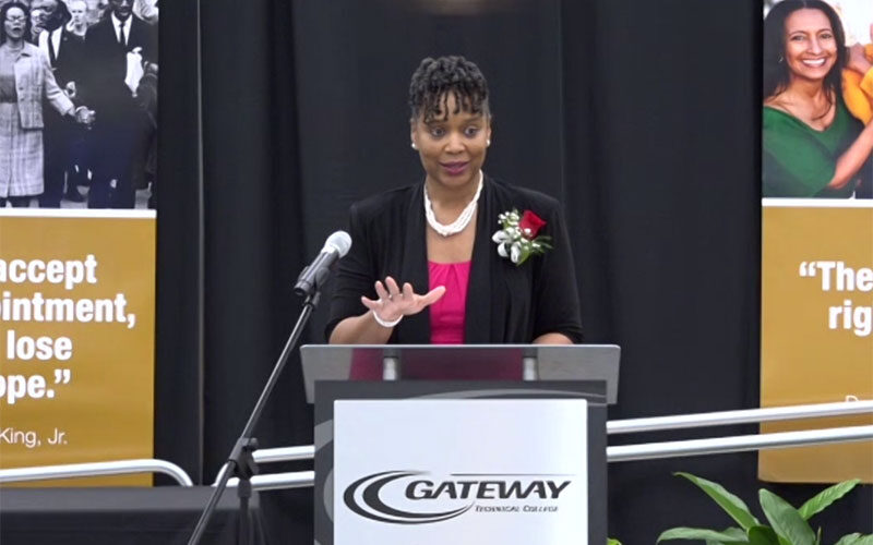 Tammi Summers, the Gateway Technical College’s vice president of diversity, equity and inclusion, was the keynote speaker at the 27th annual Dr. Martin Luther King Jr. Celebration on Monday at Gateway’s Madrigrano Auditorium.