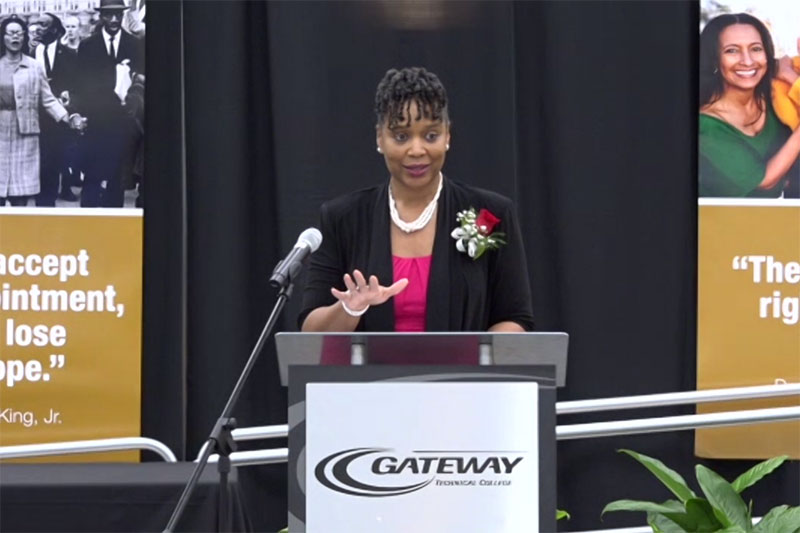 Tammi Summers, the Gateway Technical College’s vice president of diversity, equity and inclusion, was the keynote speaker at the 27th annual Dr. Martin Luther King Jr. Celebration on Monday at Gateway’s Madrigrano Auditorium.