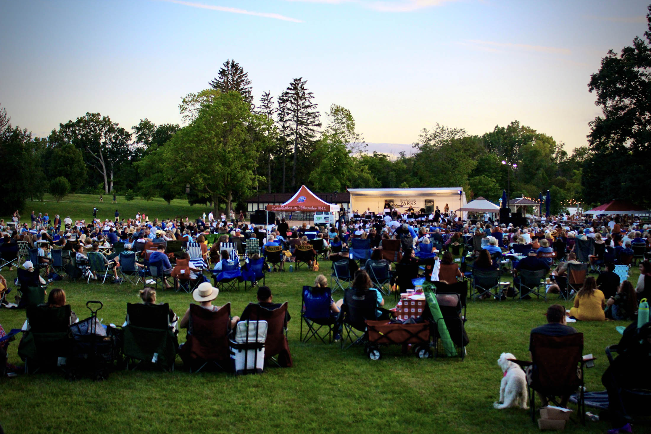 View of Picnic in the Park at Petrifying Springs of crowd watching the entertainment