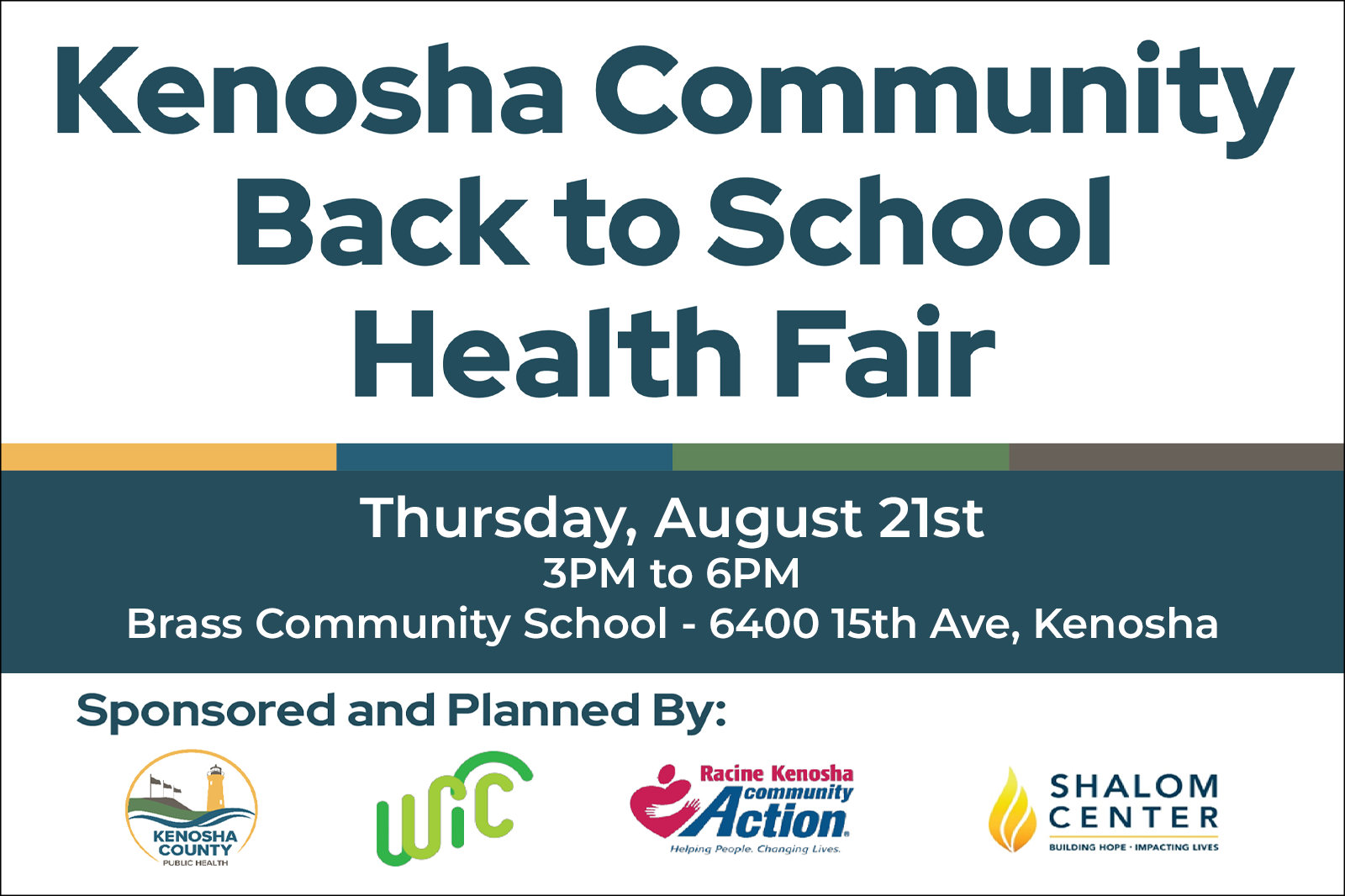 Kenosha Community Back to School Health Fair Thursday Aug 21st