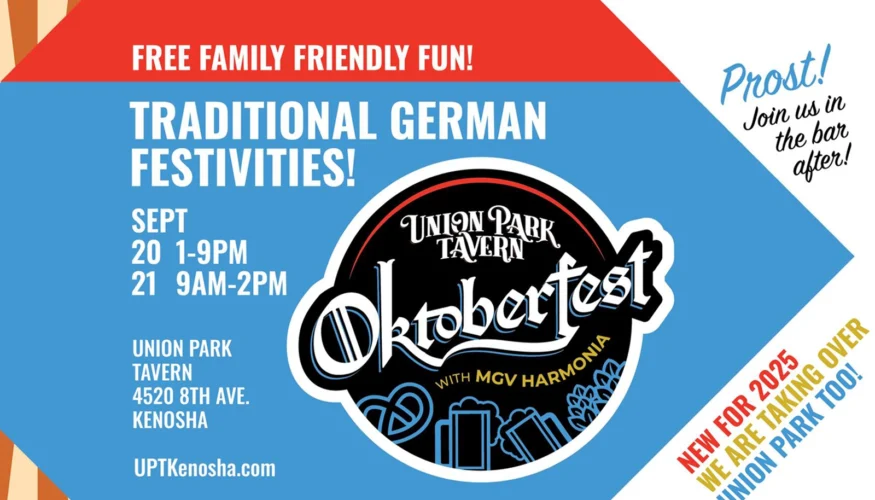 Oktoberfest 2025 Banner at Union Park Tavern Kenosha WI