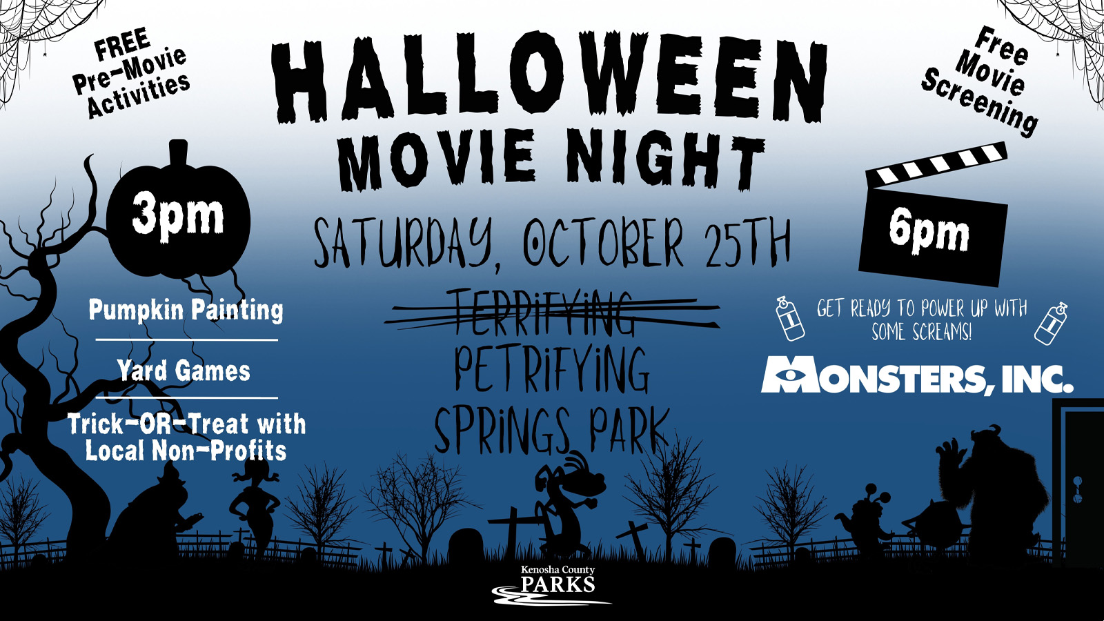 Halloween Movie Night at Petrifying Springs Park Saturday, Oct. 25, 2025, presented by Kenosha County Parks