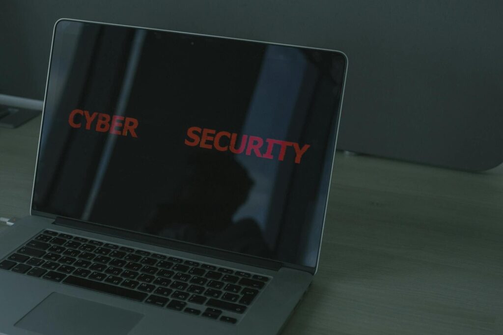 Top 9 Network Security Threats for Businesses - Laptop-screen-showing-Cyber-Security-text