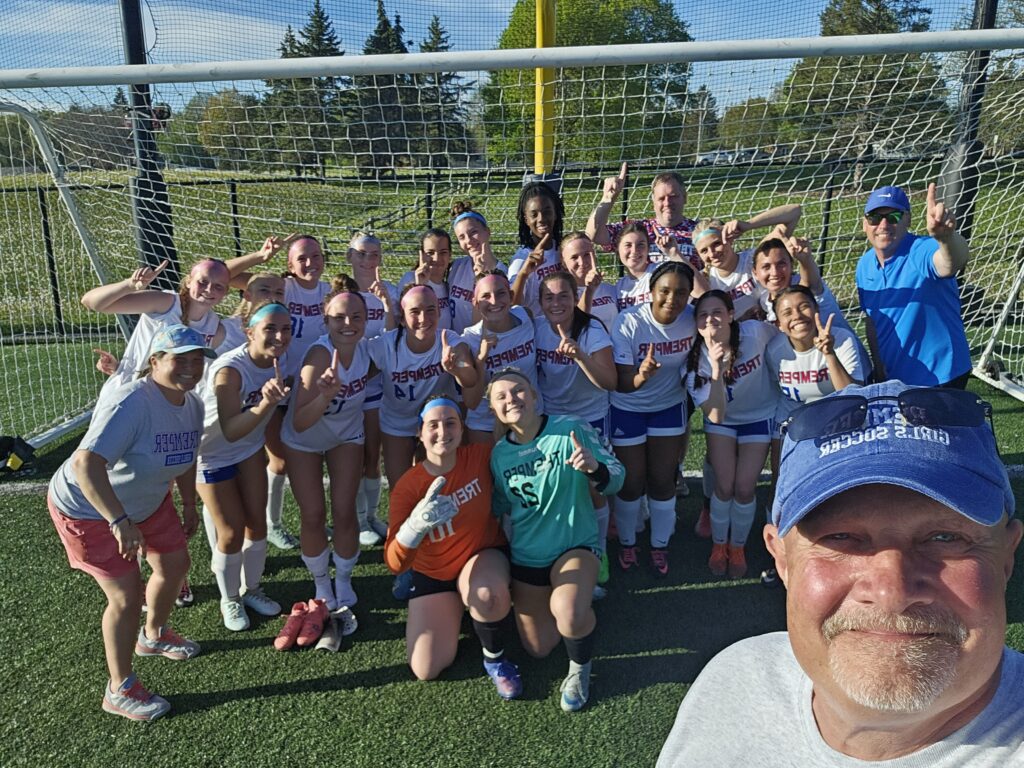 Tremper High School Girls Soccer team celebrating conference win
