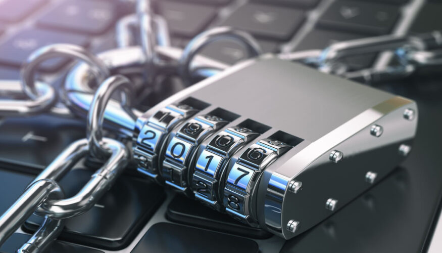 Multi-Factor Authentication Explained - Combination-padlock-on-laptop-keyboard-symbolizing-data-protection