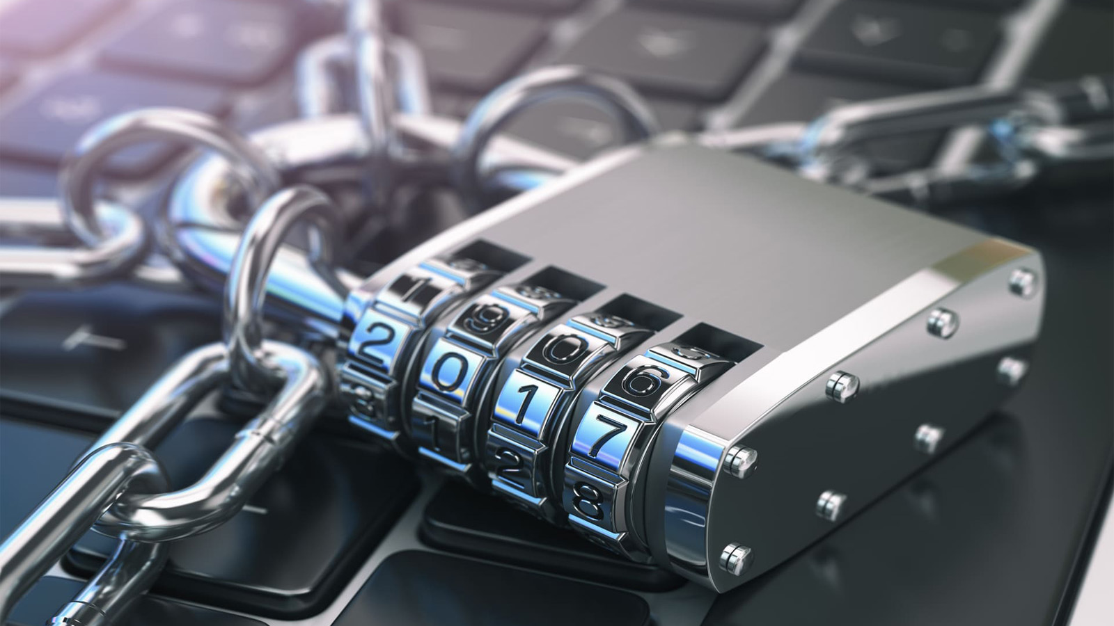 Multi-Factor Authentication Explained - Combination-padlock-on-laptop-keyboard-symbolizing-data-protection