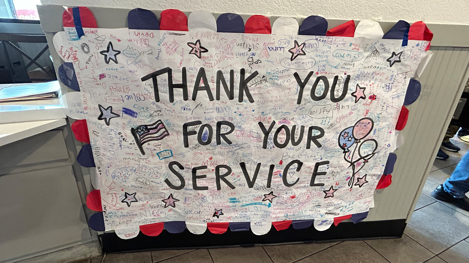 Golden Corral Veterans Day Military Appreciation Night - handmade sign, Thank you for your Service