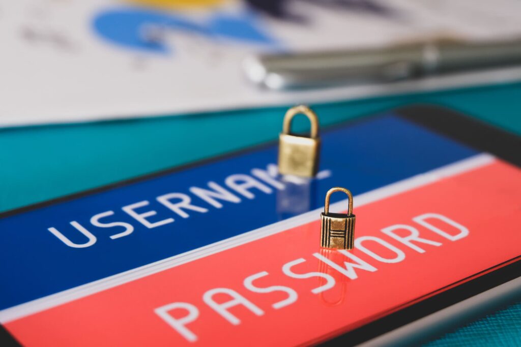 Multi-Factor Authentication - Mini-padlocks-on-smartphone-screen-displaying-username-and-password-fields