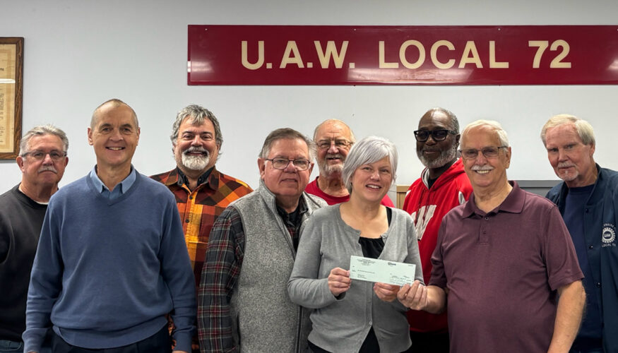 Shalom Center receives donation from UAW Local 72